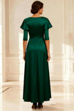 Dark Green V-Neck Long Mother of the Bride Dress with Beading