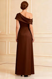 Chocolate One Shoulder Long Mother of the Bride Dress with Slit