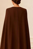 Chocolate Double Breasted Ankle Length Mother of the Bride Dress with Cape