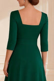 Dark Green Scoop Neck A Line Long Mother of the Bride Dress with Slit