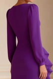 Purple Ruffled Asymmetrical Mother of the Bride Dress with Slit