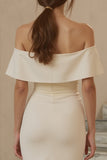 Ivory Mermaid Ruffled Midi Engagement Dress