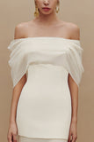 Ivory Mermaid Off the Shoulder Long Engagement Dress