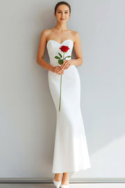 White Sweetheart Mermaid Long Engagement Dress