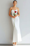 White Sweetheart Mermaid Long Engagement Dress