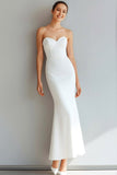 White Sweetheart Mermaid Long Engagement Dress