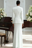 2 Piece White Slim Fitted Long Formal Suits with Sleeves