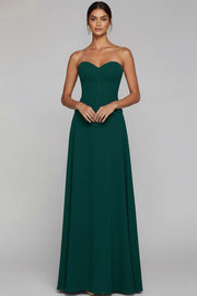 Emerald Green A Line Sweetheart Long Wedding Guest Dress