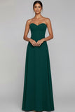 Emerald Green A Line Sweetheart Long Wedding Guest Dress