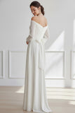 White Off the Shoulder Chiffon Long Wedding Reception Dress