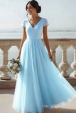 White V-Neck A-Line Chiffon Long Wedding Reception Dress