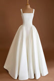 White Thick Straps Princess Long Wedding Dress