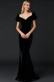 Black Mermaid Velvet Long Formal Dress with Slit