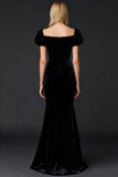 Black Mermaid Velvet Long Formal Dress with Slit