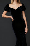 Black Mermaid Velvet Long Formal Dress with Slit