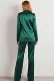 2 Piece Emerald Green One Button Notched Lapel Business Suits with Sleeves