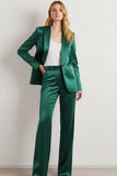 2 Piece Emerald Green One Button Notched Lapel Business Suits with Sleeves