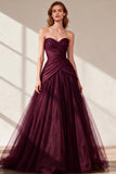 Black Sweetheart Ruched Tulle Ball Gown Prom Dress