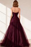 Black Sweetheart Ruched Tulle Ball Gown Prom Dress