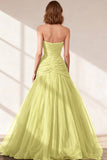Black Sweetheart Ruched Tulle Ball Gown Prom Dress