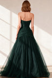 Black Sweetheart Ruched Tulle Ball Gown Prom Dress