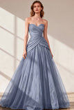 Black Sweetheart Ruched Tulle Ball Gown Prom Dress
