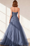 Black Sweetheart Ruched Tulle Ball Gown Prom Dress