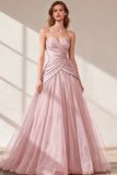 Black Sweetheart Ruched Tulle Ball Gown Prom Dress