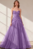 Black Sweetheart Ruched Tulle Ball Gown Prom Dress