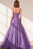Black Sweetheart Ruched Tulle Ball Gown Prom Dress