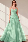 Black Sweetheart Ruched Tulle Ball Gown Prom Dress