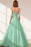 Black Sweetheart Ruched Tulle Ball Gown Prom Dress