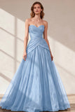 Black Sweetheart Ruched Tulle Ball Gown Prom Dress