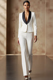 2 Piece White One Button Shawl Lapel Business Suits with Sleeves