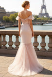 Light Pink Mermaid Tulle Maxi Formal Dress