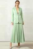 2 Piece Light Green Single Breasted Long Business Suits with Sleeves