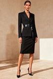 2 Piece Black Peak Lape Short Business Suits with Sleeves