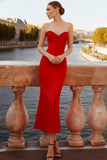 Red Sheath Sweetheart Long Formal Dress with Beading
