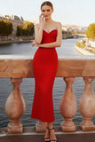 Red Sheath Sweetheart Long Formal Dress with Beading