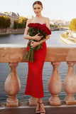 Red Sheath Sweetheart Long Formal Dress with Beading