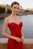 Red Sheath Sweetheart Long Formal Dress with Beading
