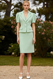 Mint Green 2 Piece Single Breasted Notched Lapel Short Pageant Tweed Outfits