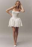 White Strapless Backless Short A Line Bachelorette Dress