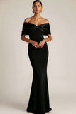 White Mermaid Off the Shoulder Long Wedding Reception Dress