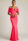 White Mermaid Off the Shoulder Long Wedding Reception Dress