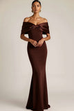White Mermaid Off the Shoulder Long Wedding Reception Dress