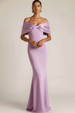 White Mermaid Off the Shoulder Long Wedding Reception Dress