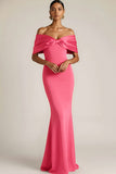 White Mermaid Off the Shoulder Long Wedding Reception Dress