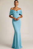 White Mermaid Off the Shoulder Long Wedding Reception Dress
