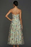 Mauve Floral Sweetheart A Line Embroidered Midi Prom Dress
